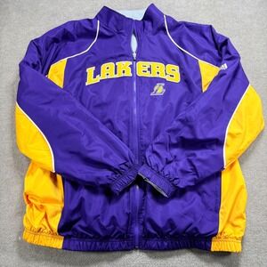Vintage Adidas Los Angeles Lakers Reversible Jacket Mens XL Purple Gold Gray
